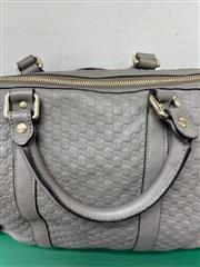 GUCCI MICROGUCCISSIMA GRAY LEATHER BOSTON BAG